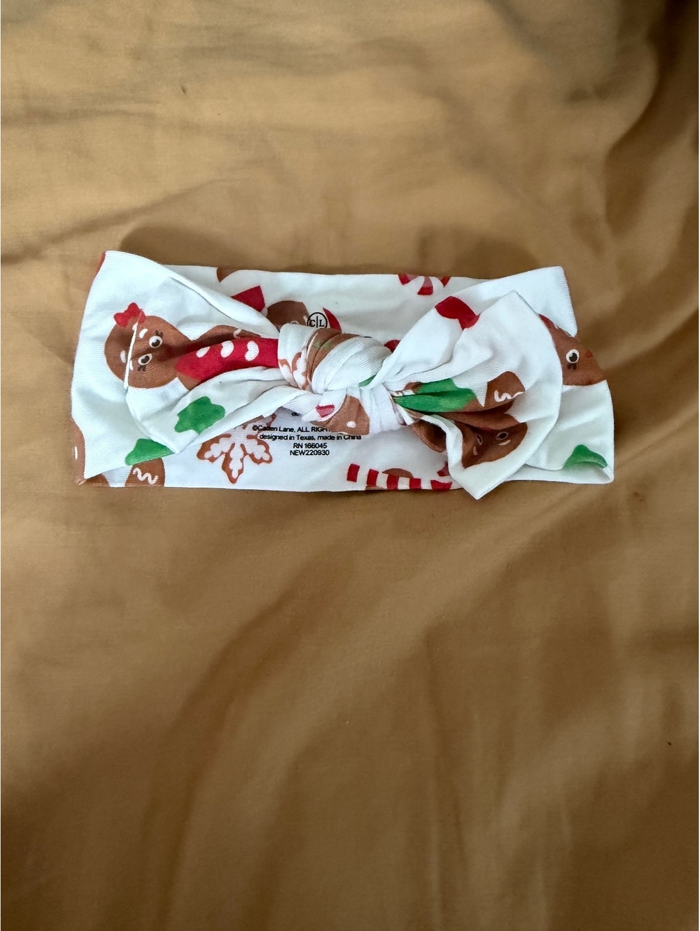 Caden Lane Baby Headband 0-3 Months Gingerbread Print